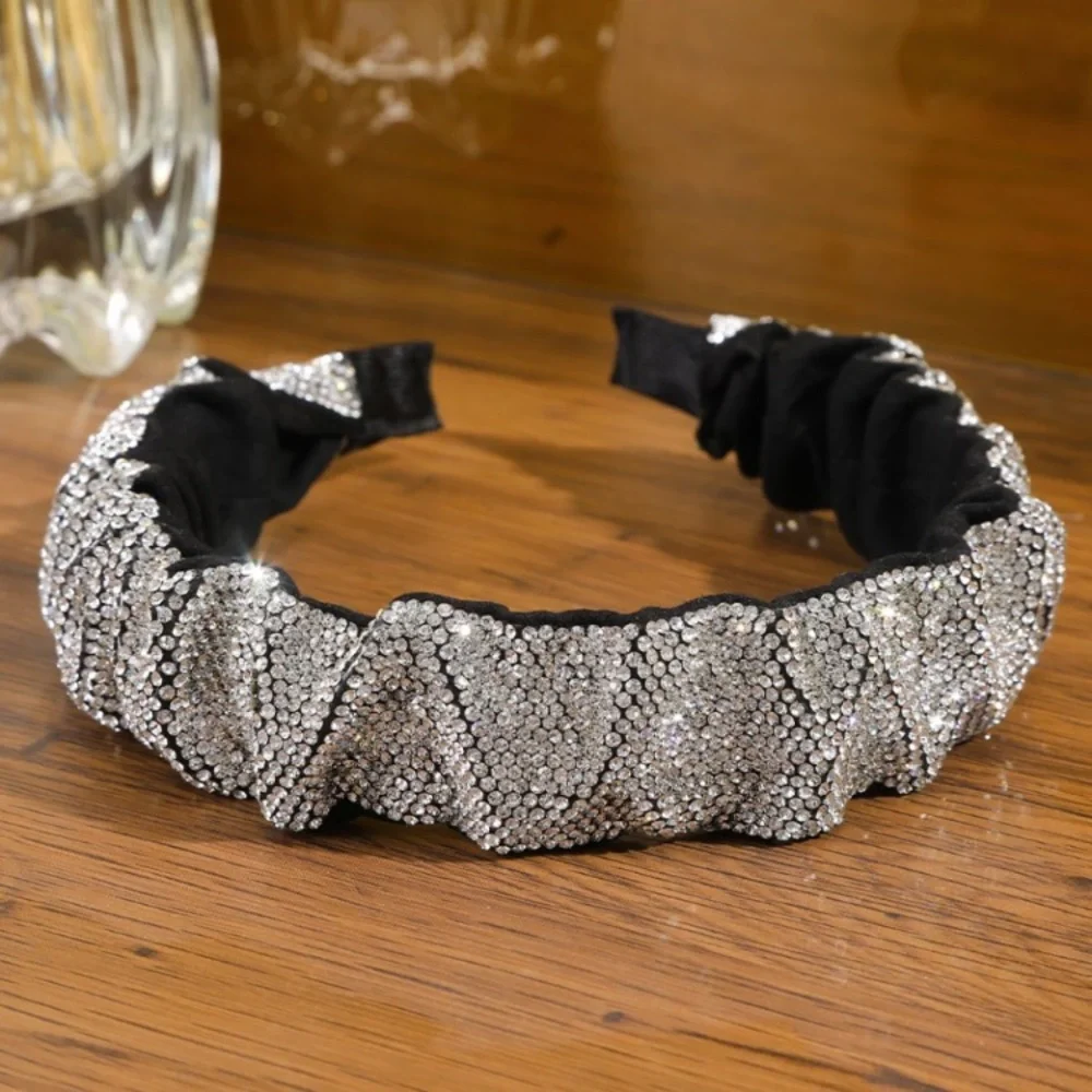 💫 Rhinestone Crystals Black Silver Headband
